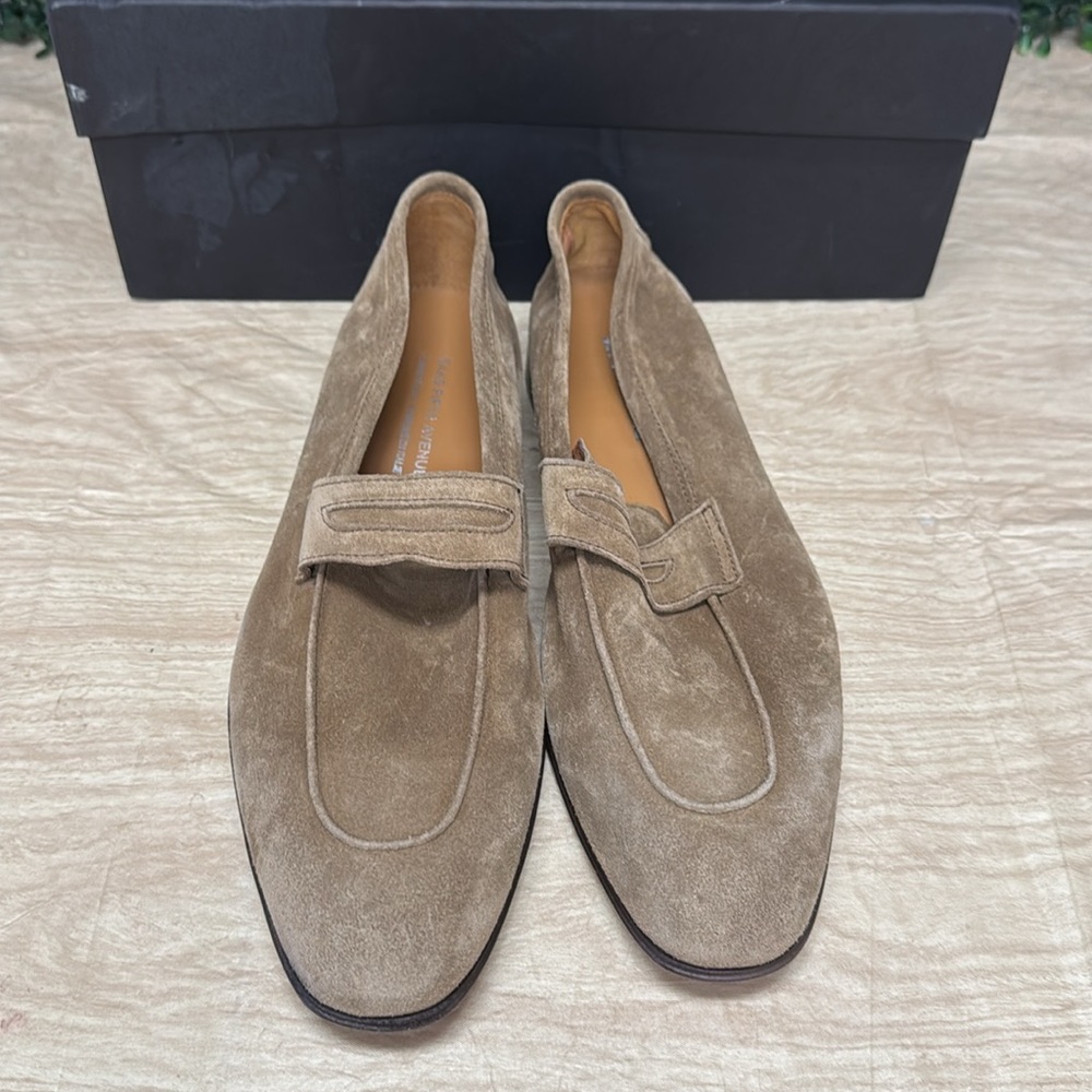 Saks Fifth Avenue Made in Italy Suede Penny Loafers - 7 - Picture 4 of 11